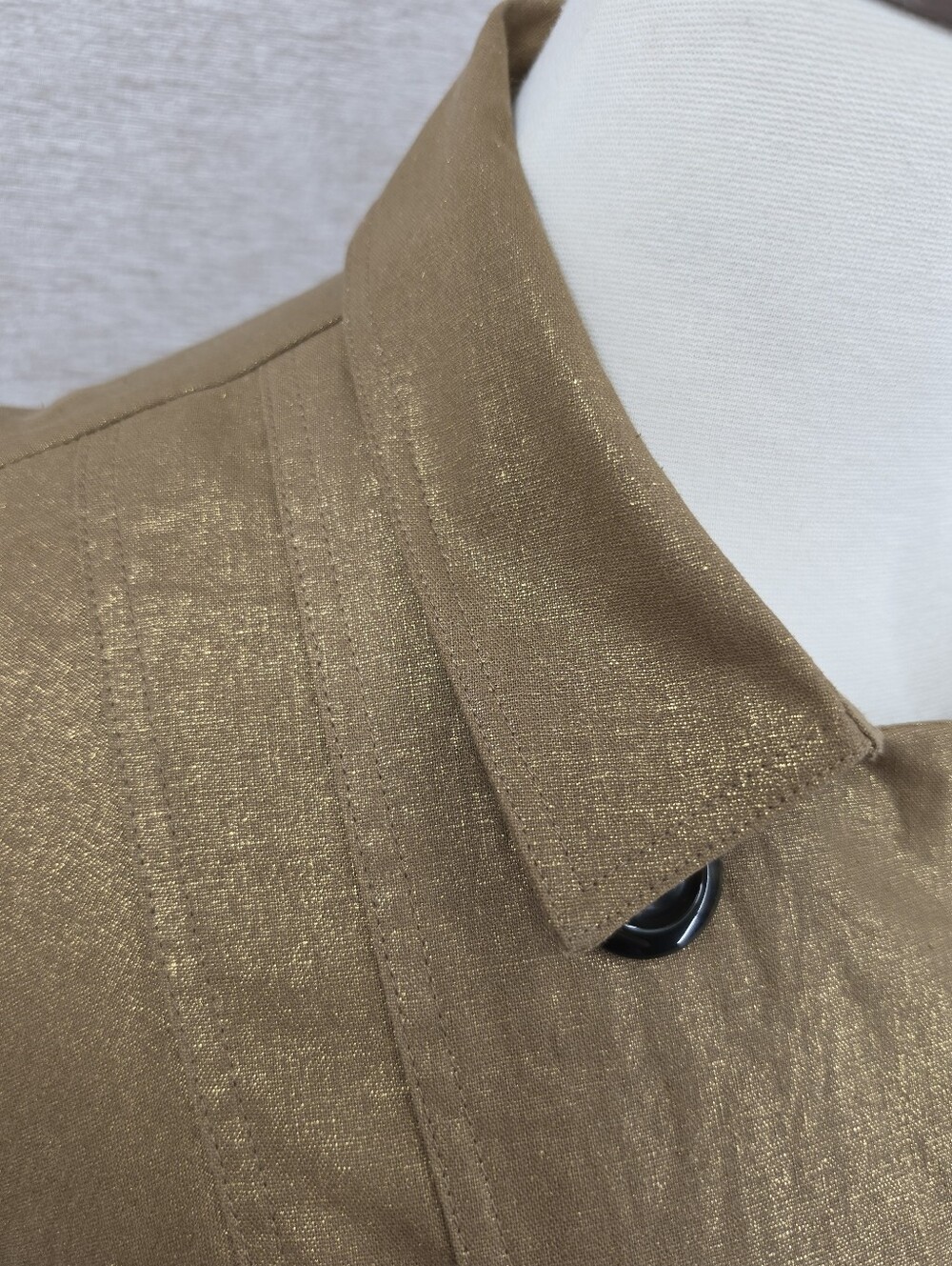 Y2K Mossimo Linen Cotton Metallic Gold Double Breasted Cropped Jacket NEW - Picture 6 of 12